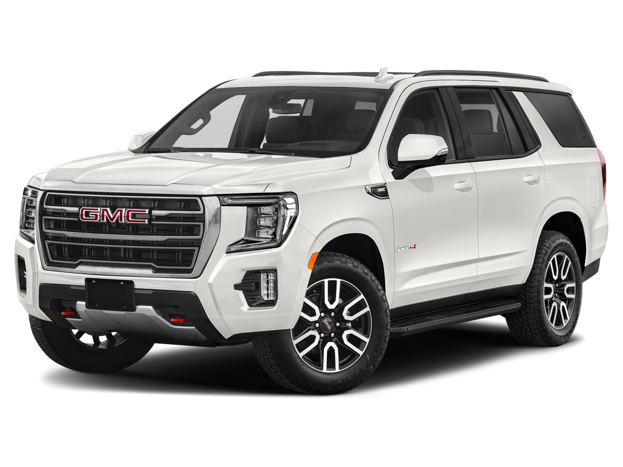 2024 GMC Yukon AT4 in White Frost Tricoat — front three-quarter view