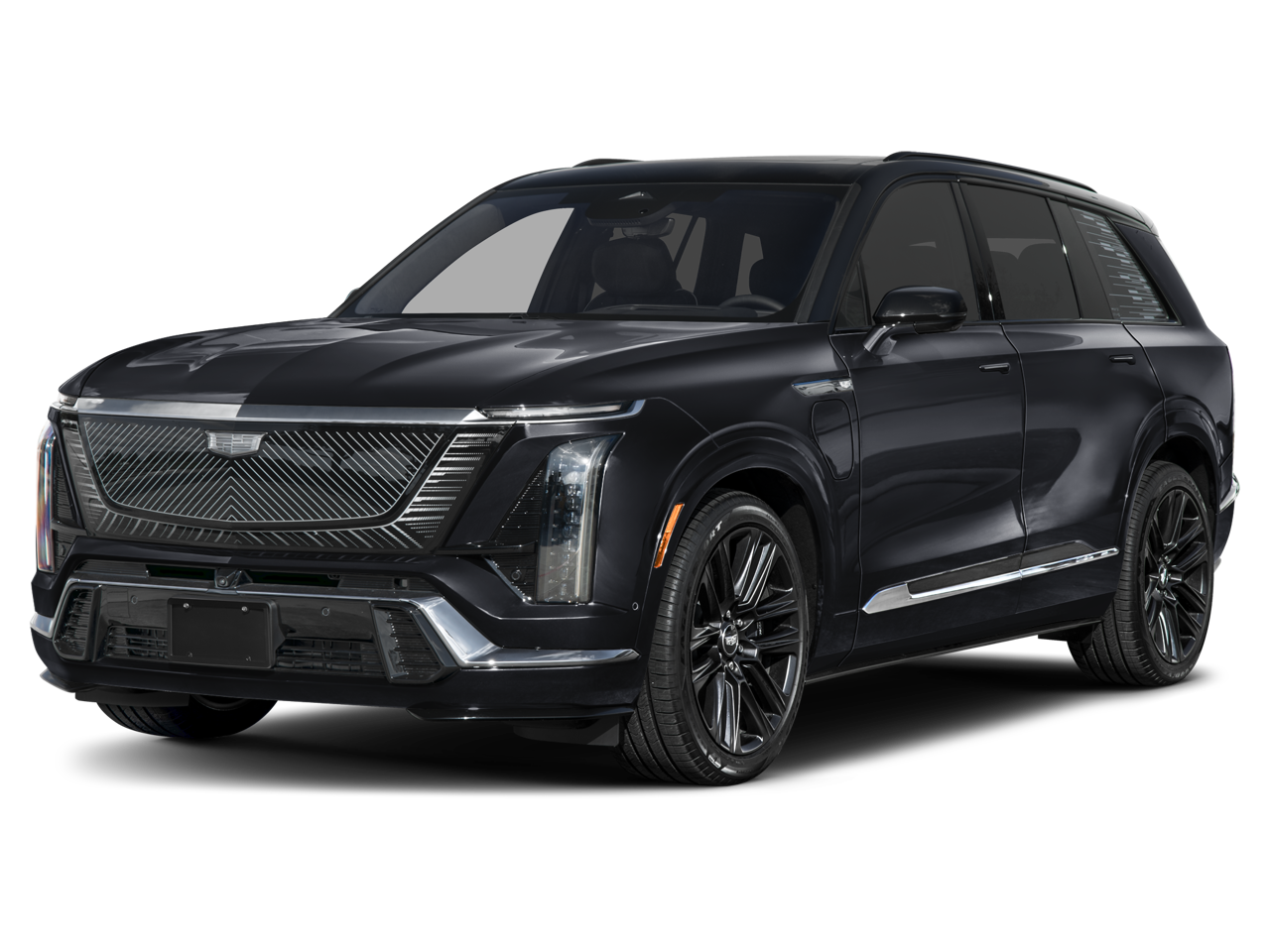 2027 Cadillac VISTIQ Platinum in Adobe Frost — front three-quarter view