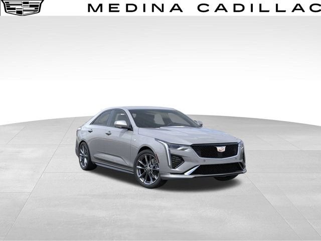 2026 Cadillac CT4 Sport in Argent Silver Metallic — front three-quarter view