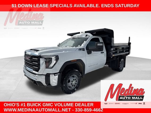 2026 GMC Sierra 3500 HD Chassis Cab Pro in Summit White — front three-quarter view
