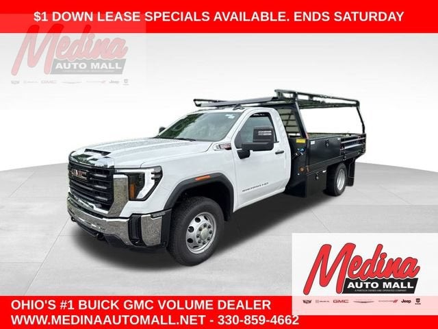 2025 GMC Sierra 3500 HD Chassis Cab Pro in Summit White — front three-quarter view