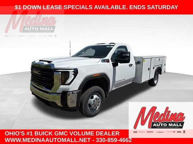 2026 GMC Sierra 3500 HD Chassis Cab Pro in Summit White — front three-quarter view