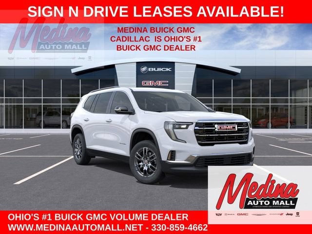 2026 GMC Acadia Elevation in Summit White — front three-quarter view
