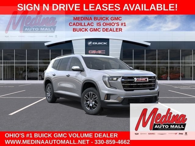 2026 GMC Acadia Elevation in Sterling Metallic — front three-quarter view