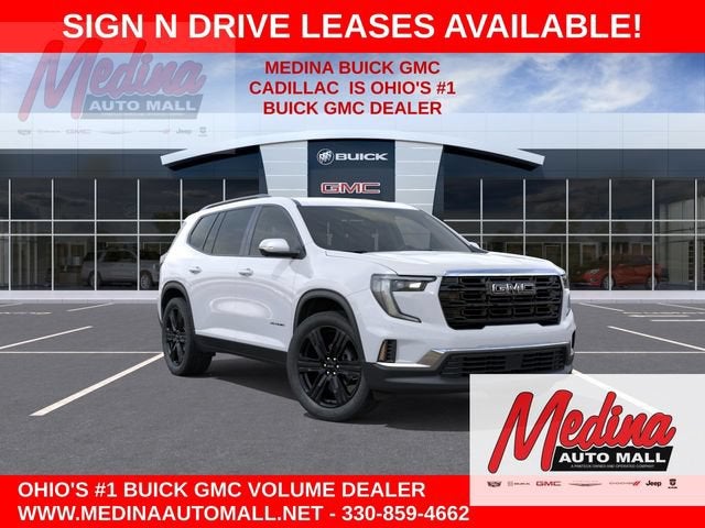 2026 GMC Acadia Elevation in Summit White — front three-quarter view