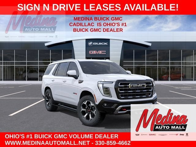 2026 GMC Yukon AT4 in Summit White — front three-quarter view
