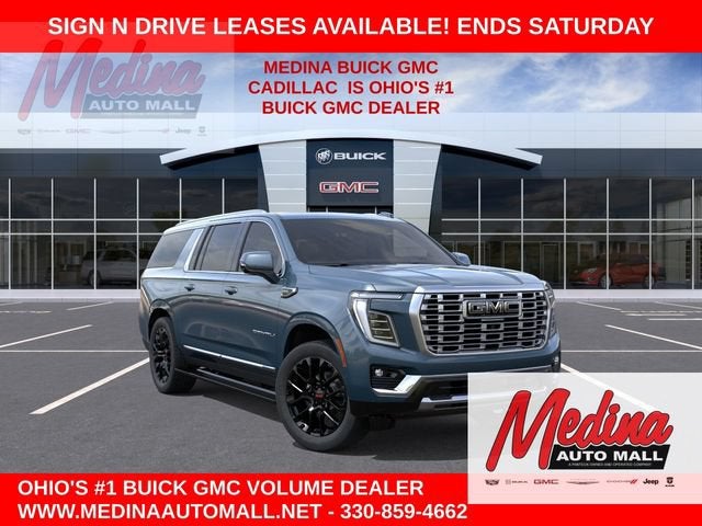 2026 GMC Yukon XL Denali in Downpour Metallic — front three-quarter view