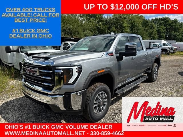 2026 GMC Sierra 2500 HD SLT in Sterling Metallic — front three-quarter view