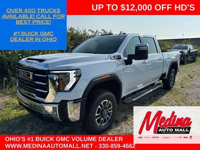 2026 GMC Sierra 2500 HD SLT in Glacier White Tricoat — front three-quarter view
