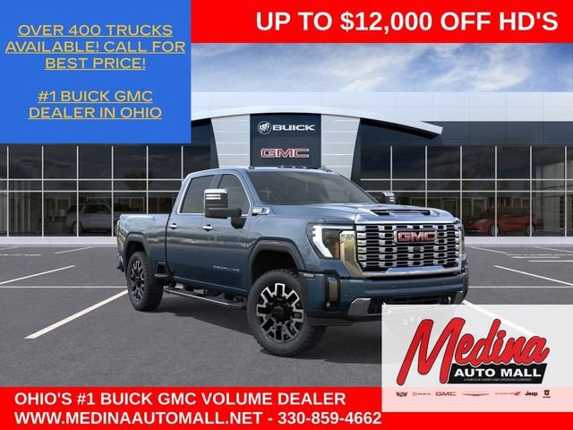 2026 GMC Sierra 2500 HD Denali in Downpour Metallic — front three-quarter view