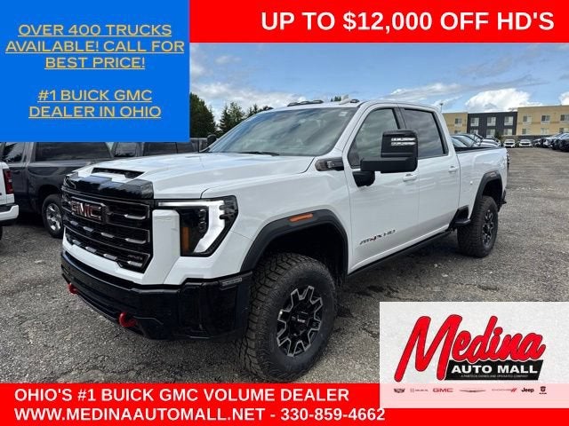 2026 GMC Sierra 2500 HD AT4X in Summit White — front three-quarter view