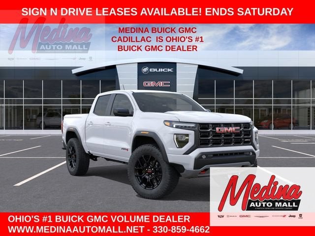 2026 GMC Canyon AT4 in Summit White — front three-quarter view