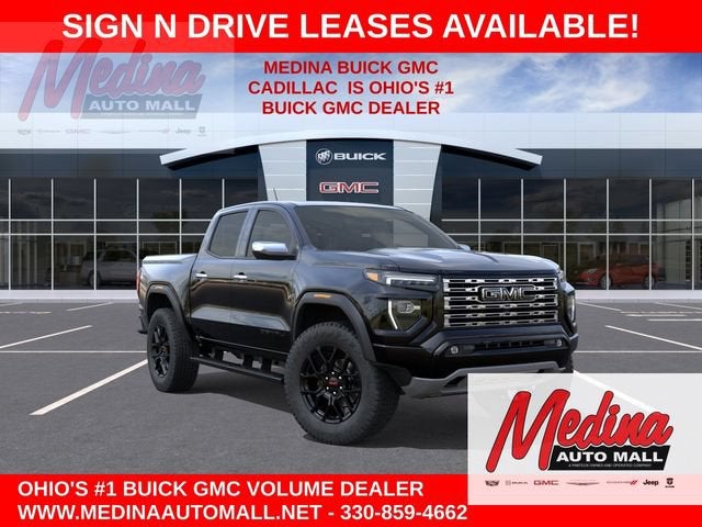 2026 GMC Canyon Denali in Onyx Black — front three-quarter view