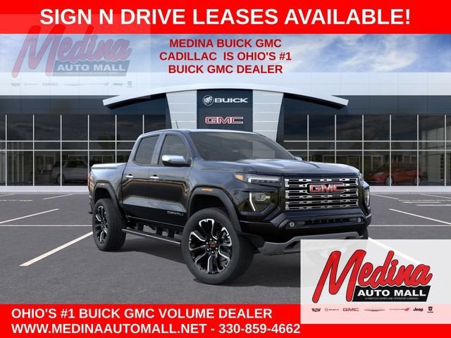 2026 GMC Canyon Denali in Onyx Black — front three-quarter view