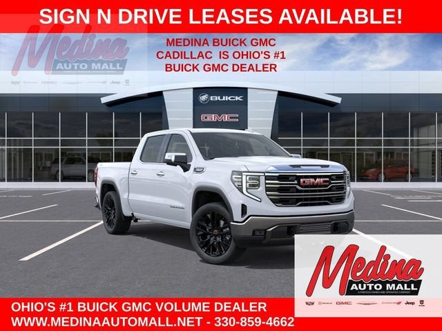 2026 GMC Sierra 1500 SLT in Glacier White Tricoat — front three-quarter view