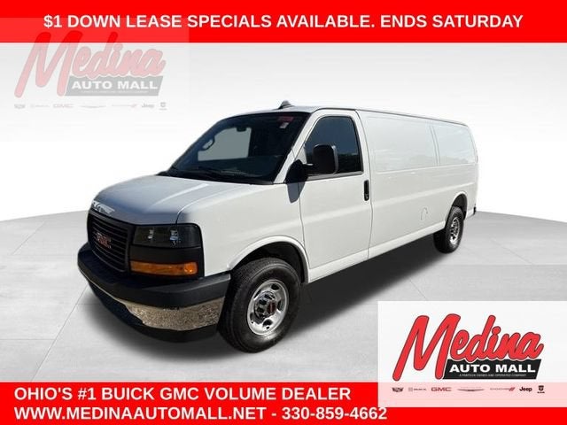 2025 GMC Savana Cargo Work Van in Summit White — front three-quarter view
