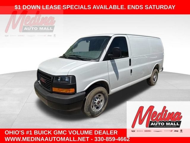 2026 GMC Savana Cargo Work Van in Summit White — front three-quarter view