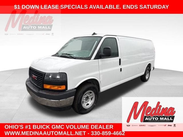 2026 GMC Savana Cargo Work Van in Summit White — front three-quarter view