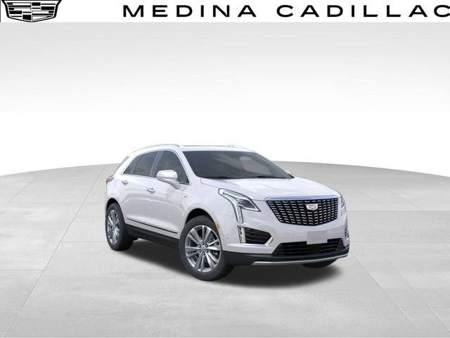 2026 Cadillac XT5 Premium Luxury in Crystal White Tricoat — front three-quarter view