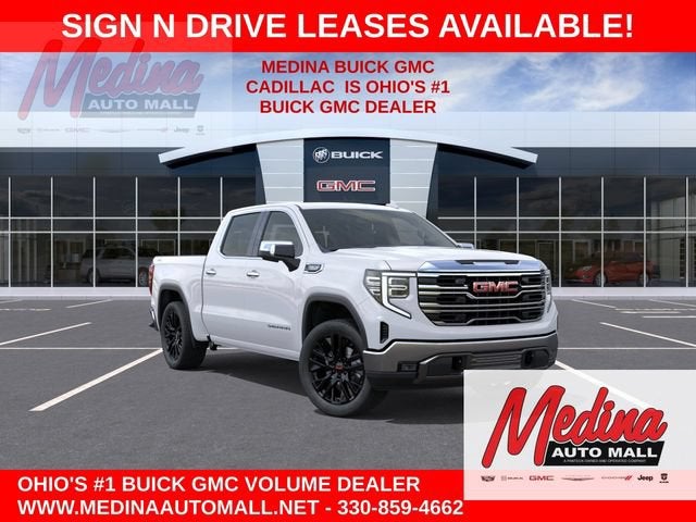 2026 GMC Sierra 1500 SLT in Summit White — front three-quarter view