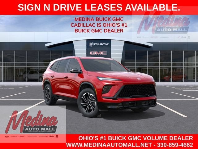 2026 Buick Enclave Sport Touring in Cherry Red Tintcoat — front three-quarter view