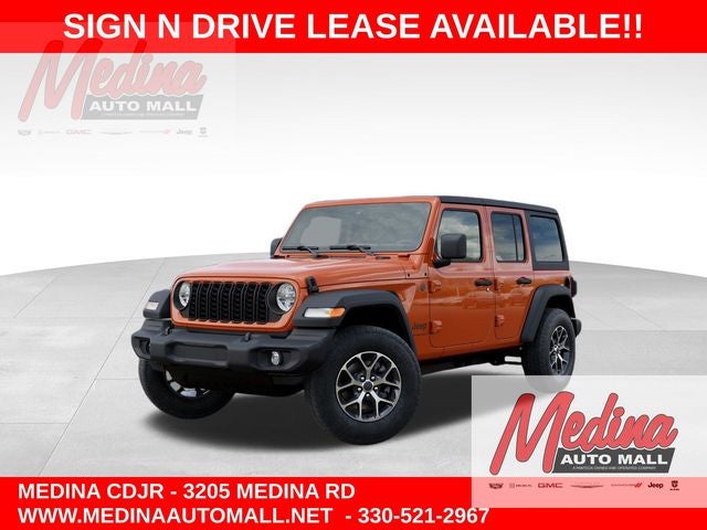 2026 Jeep Wrangler Sport S in Joose Exterior Paint — front three-quarter view