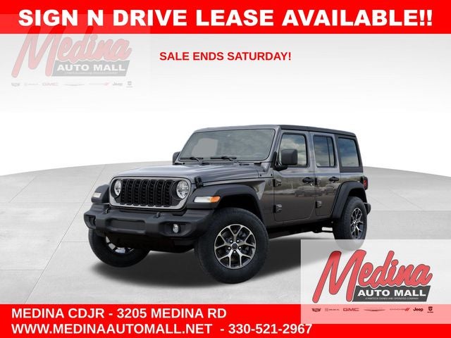 2026 Jeep Wrangler Sport S in Granite Crystal Metallic Clearcoat — front three-quarter view