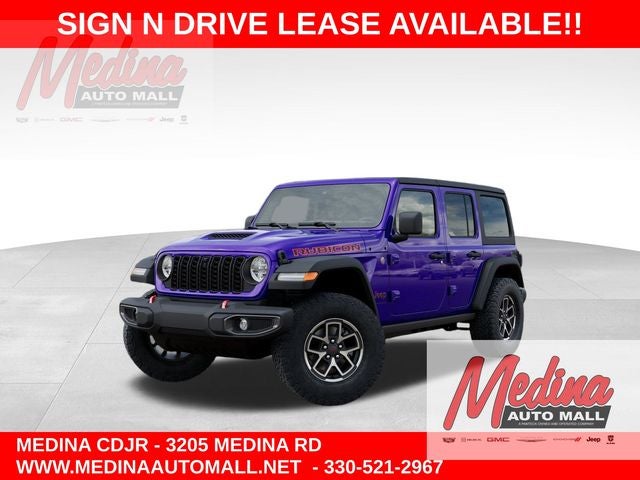 2026 Jeep Wrangler Rubicon in Reign Exterior Paint — front three-quarter view