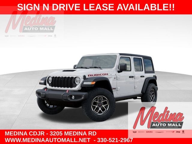 2026 Jeep Wrangler Rubicon in Bright White Clear-Coat Exterior Paint — front three-quarter view