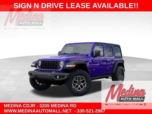 2026 Jeep Wrangler Rubicon in Reign Exterior Paint — front three-quarter view