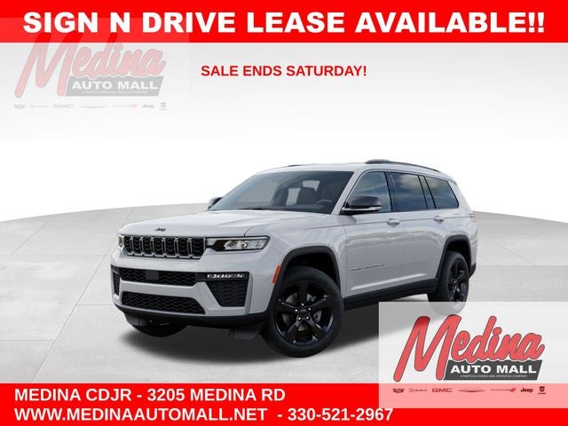 2026 Jeep Grand Cherokee L Limited in Bright White Clear-Coat Exterior Paint — front three-quarter view