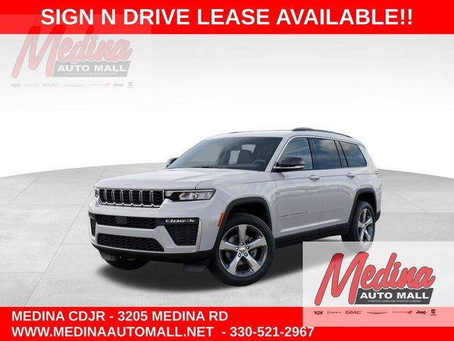 2026 Jeep Grand Cherokee L Limited in Bright White Clear-Coat Exterior Paint — front three-quarter view