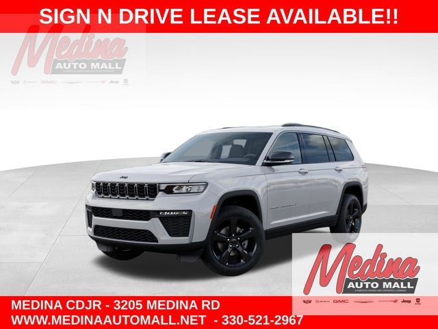 2026 Jeep Grand Cherokee L Limited in Bright White Clear-Coat Exterior Paint — front three-quarter view