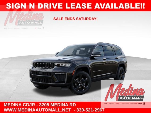 2026 Jeep Grand Cherokee L Limited in Diamond Black Crystal Pearl-Coat Exterior Paint — front three-quarter view