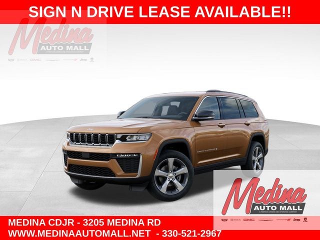 2026 Jeep Grand Cherokee L Limited in Copper Shino Metallic Clear-Coat Exterior Paint — front three-quarter view
