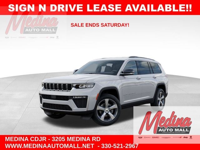2026 Jeep Grand Cherokee L Limited in Bright White Clear-Coat Exterior Paint — front three-quarter view