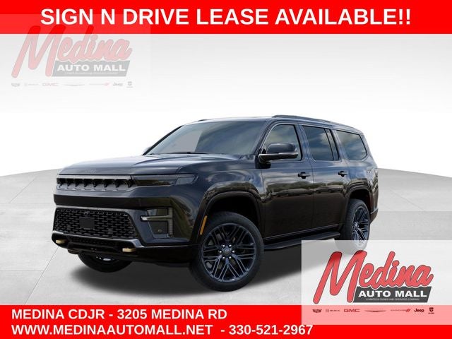 2026 Jeep Grand Wagoneer 85th Anniversary Edition in High Gloss Black Exterior Paint — front three-quarter view