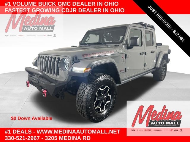 2021 Jeep Gladiator Rubicon in Sting-Grey — front three-quarter view