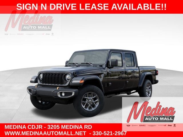2026 Jeep Gladiator 85th Anniversary Edition in Black Clear-Coat Exterior Paint — front three-quarter view
