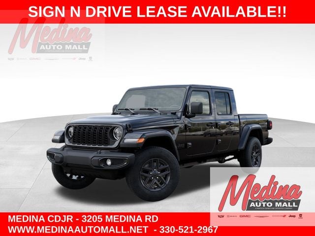 2026 Jeep Gladiator Sport S in Black Clear-Coat Exterior Paint — front three-quarter view