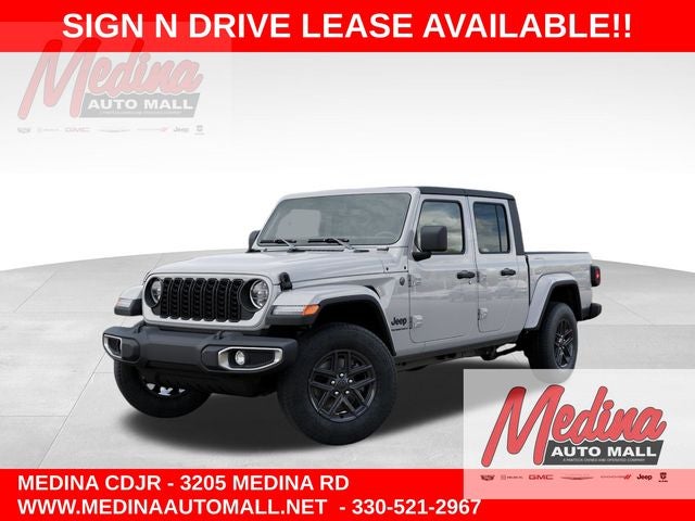 2026 Jeep Gladiator Sport S in Bright White Clear-Coat Exterior Paint — front three-quarter view