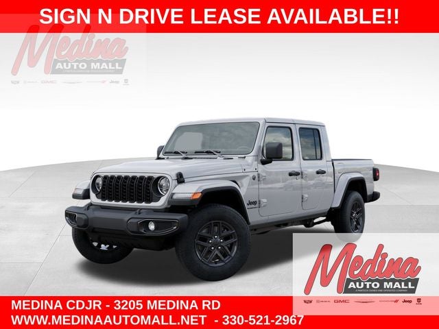 2026 Jeep Gladiator Sport S in Bright White Clear-Coat Exterior Paint — front three-quarter view