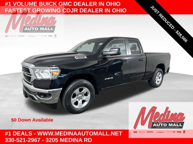 2021 RAM 1500 Big Horn/Lone Star in Diamond Black Crystal Pearlcoat — front three-quarter view
