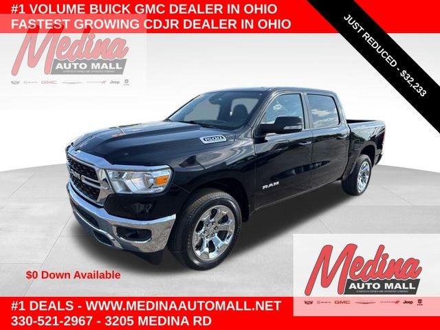 2022 RAM 1500 Big Horn/Lone Star in Diamond Black Crystal Pearlcoat — front three-quarter view