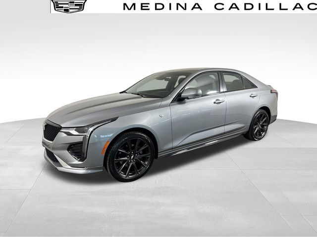 2023 Cadillac CT4 Sport in Argent Silver Metallic — front three-quarter view