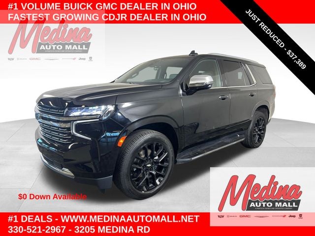 2022 Chevrolet Tahoe Premier in Black — front three-quarter view