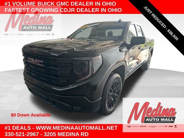 2025 GMC Sierra 1500 Elevation in Onyx Black — front three-quarter view