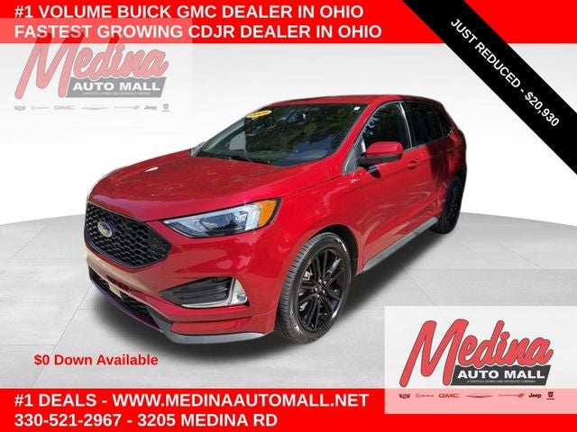2021 Ford Edge ST Line in Red Metallic — front three-quarter view