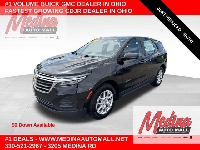 2022 Chevrolet Equinox LS in Mosaic Black Metallic — front three-quarter view