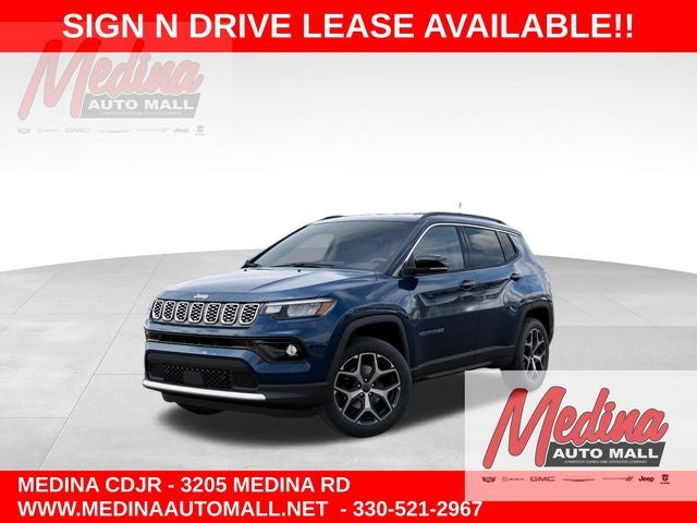 2026 Jeep Compass Limited in Fathom Blue Pearl-Coat Exterior Paint — front three-quarter view